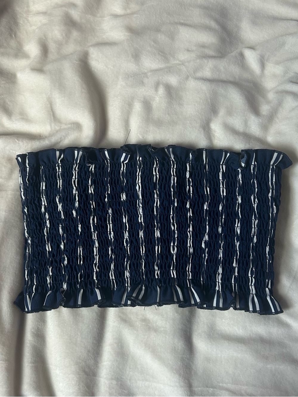 ROMWE Navy Blue and White Strapless Tube Top